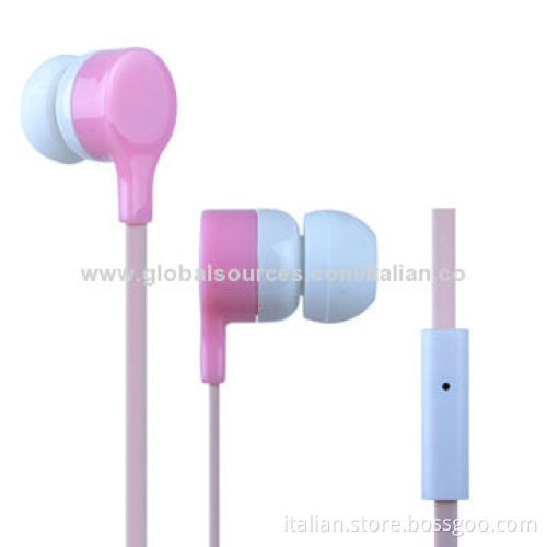 Wholesale Competitive Plastic Flat Cable Earphone with Microphone